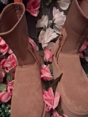 UGG Tan Suede Platform Ankle Boots